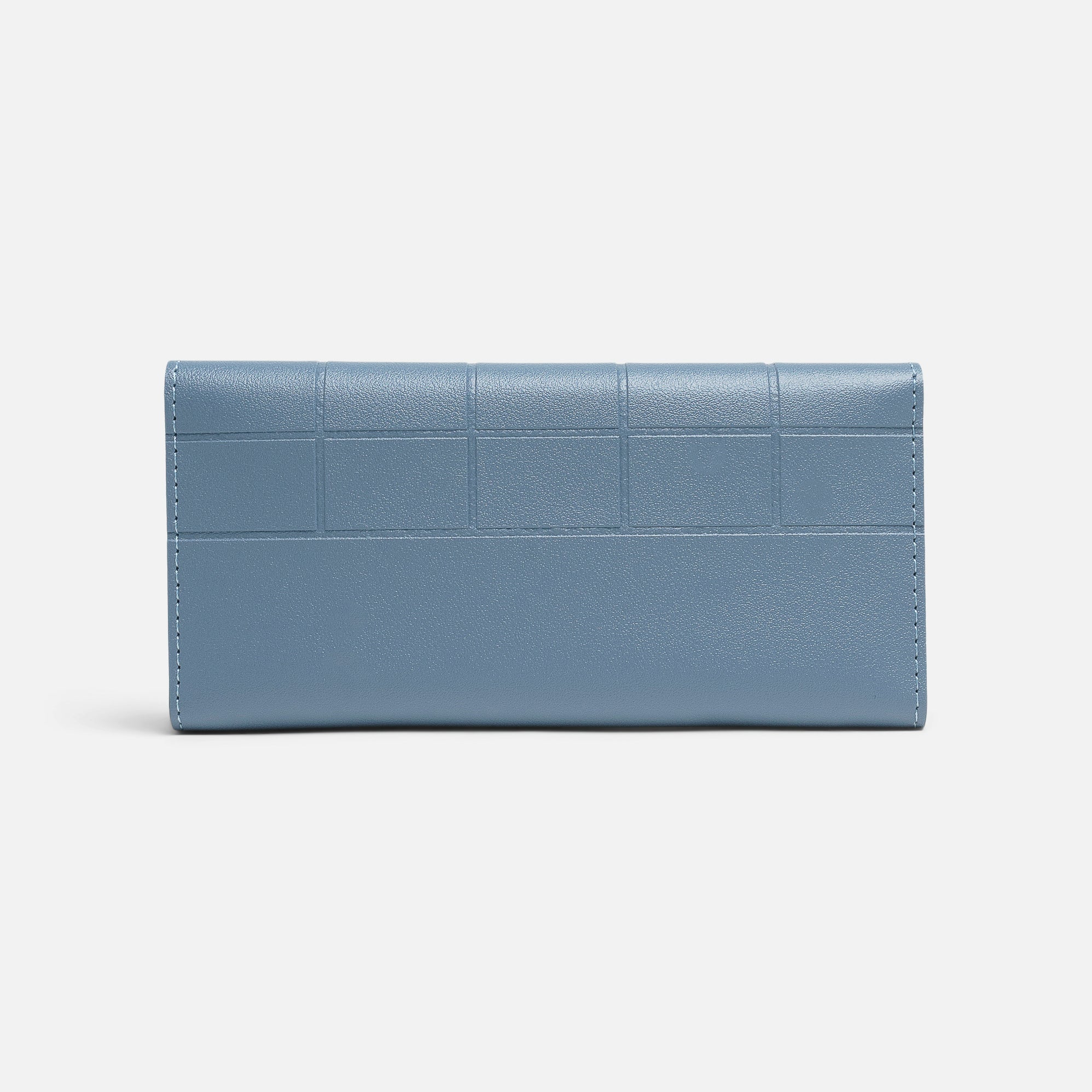 Portefeuille à rabat bleu avec motif carré