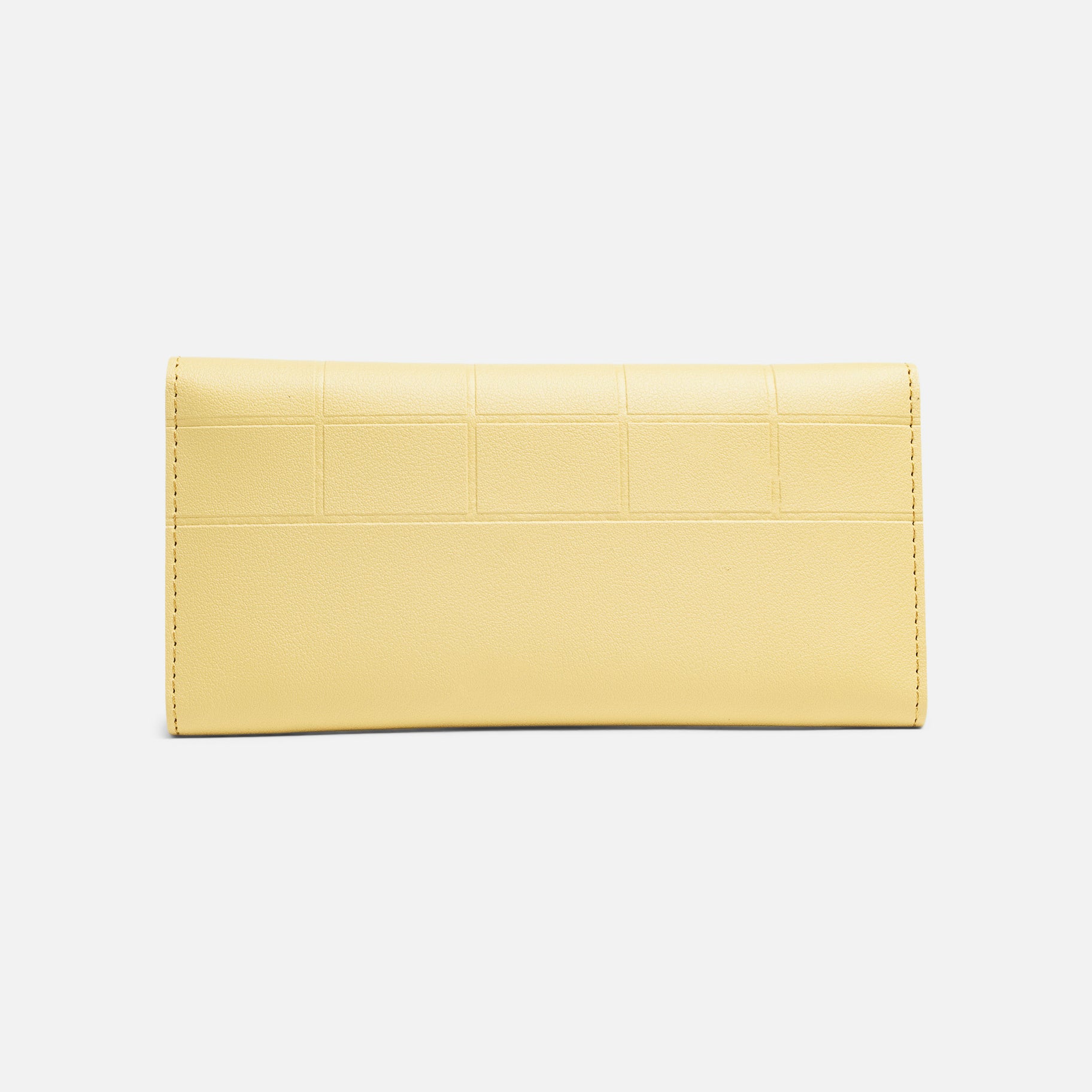 Portefeuille à rabat jaune avec motif carré