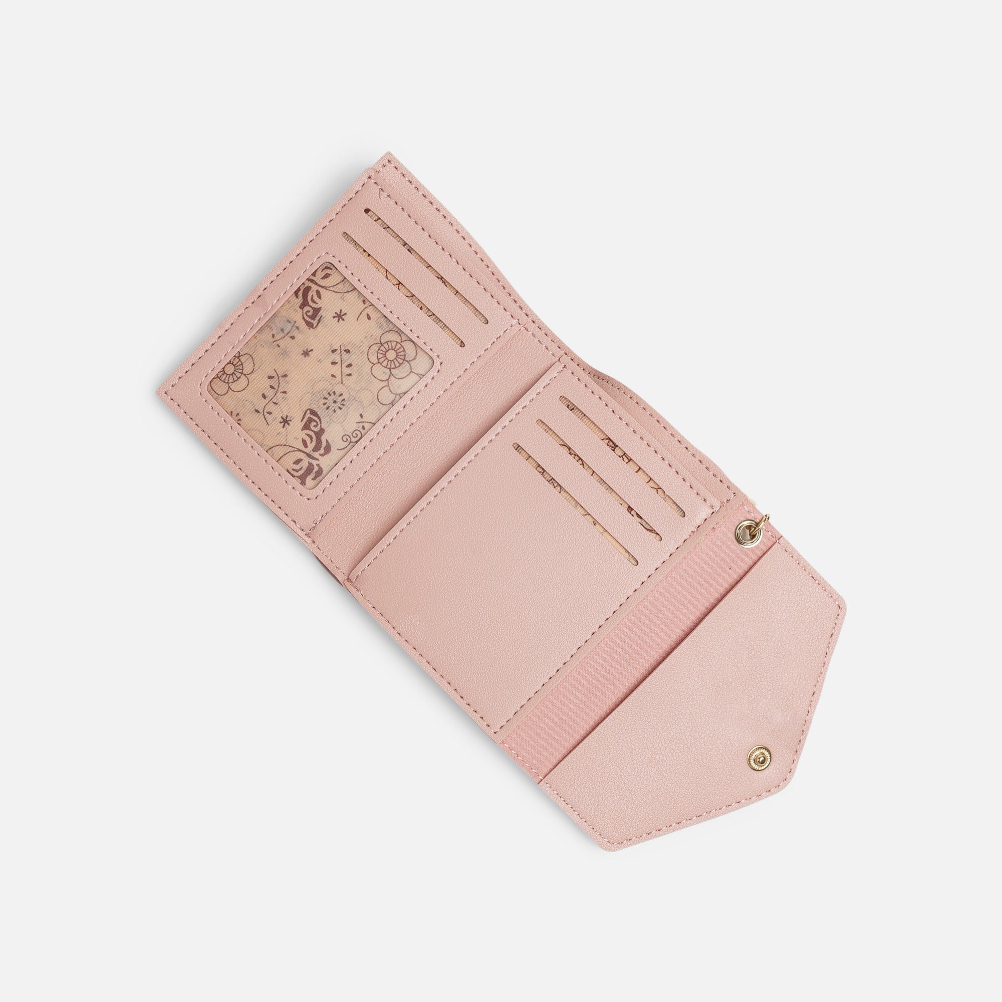 Portefeuille à rabat rose avec design tressé