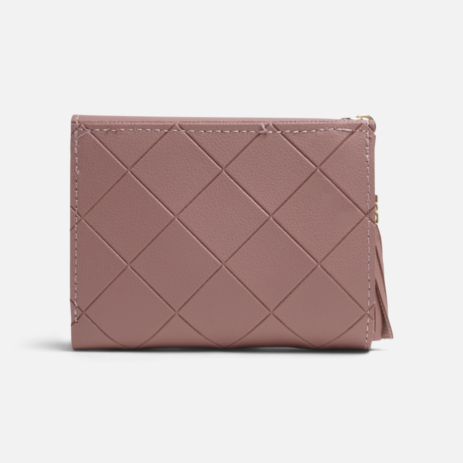 Dark pink flap wallet with braided design