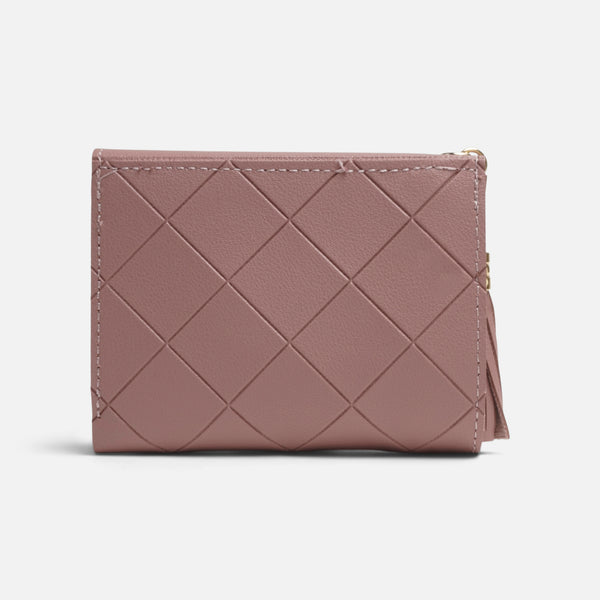 Load image into Gallery viewer, Dark pink flap wallet with braided design

