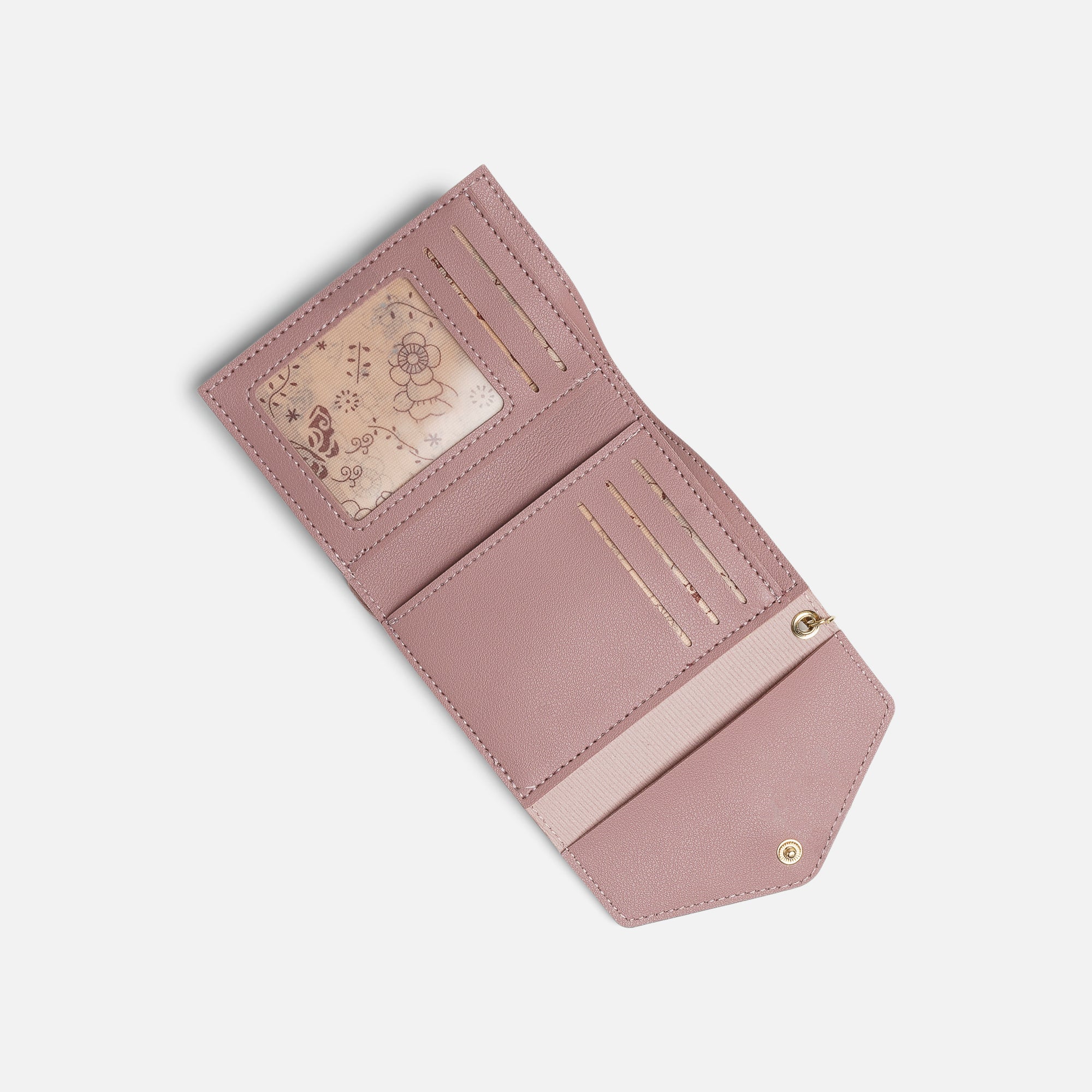 Dark pink flap wallet with braided design