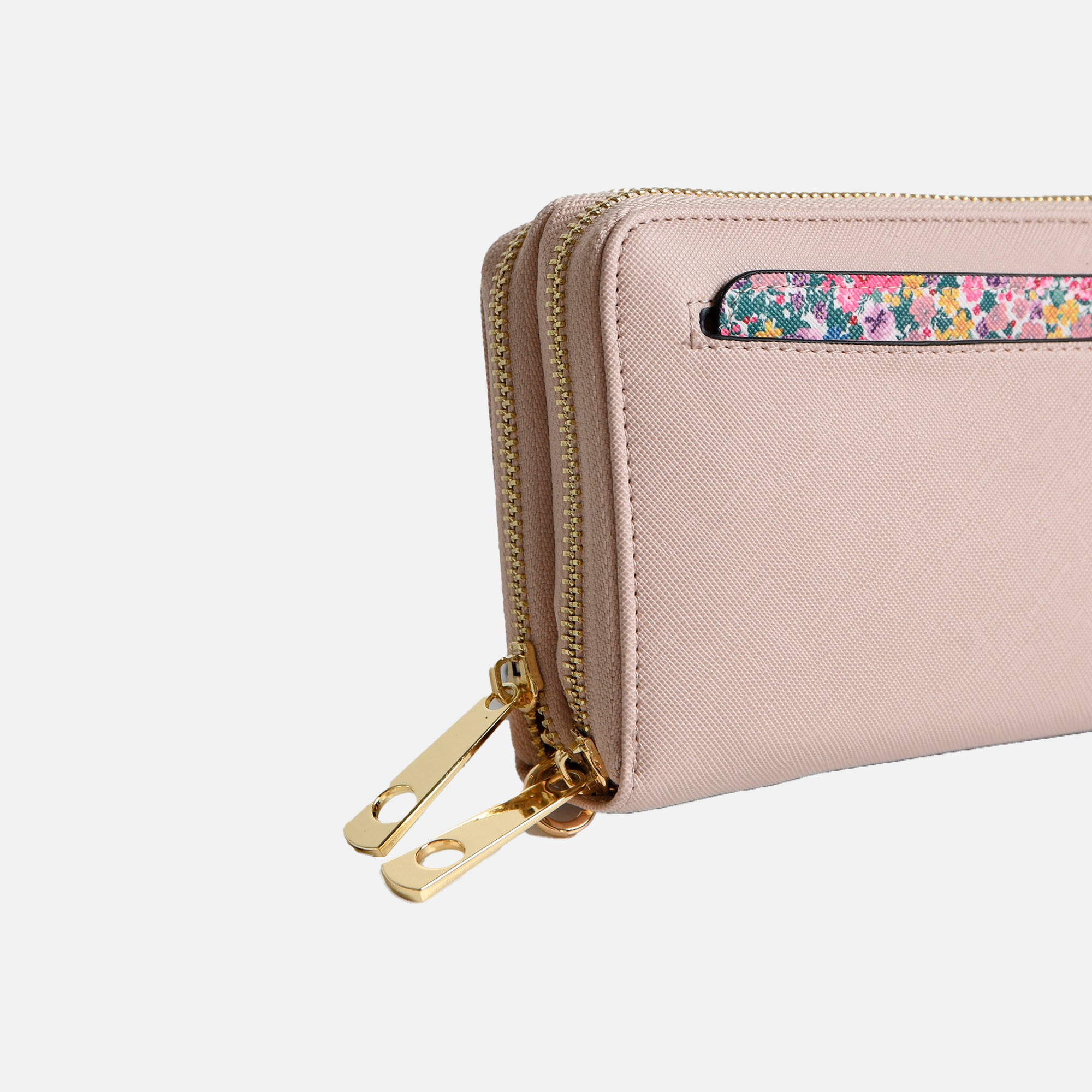 Portefeuille rose double avec pochette amovible