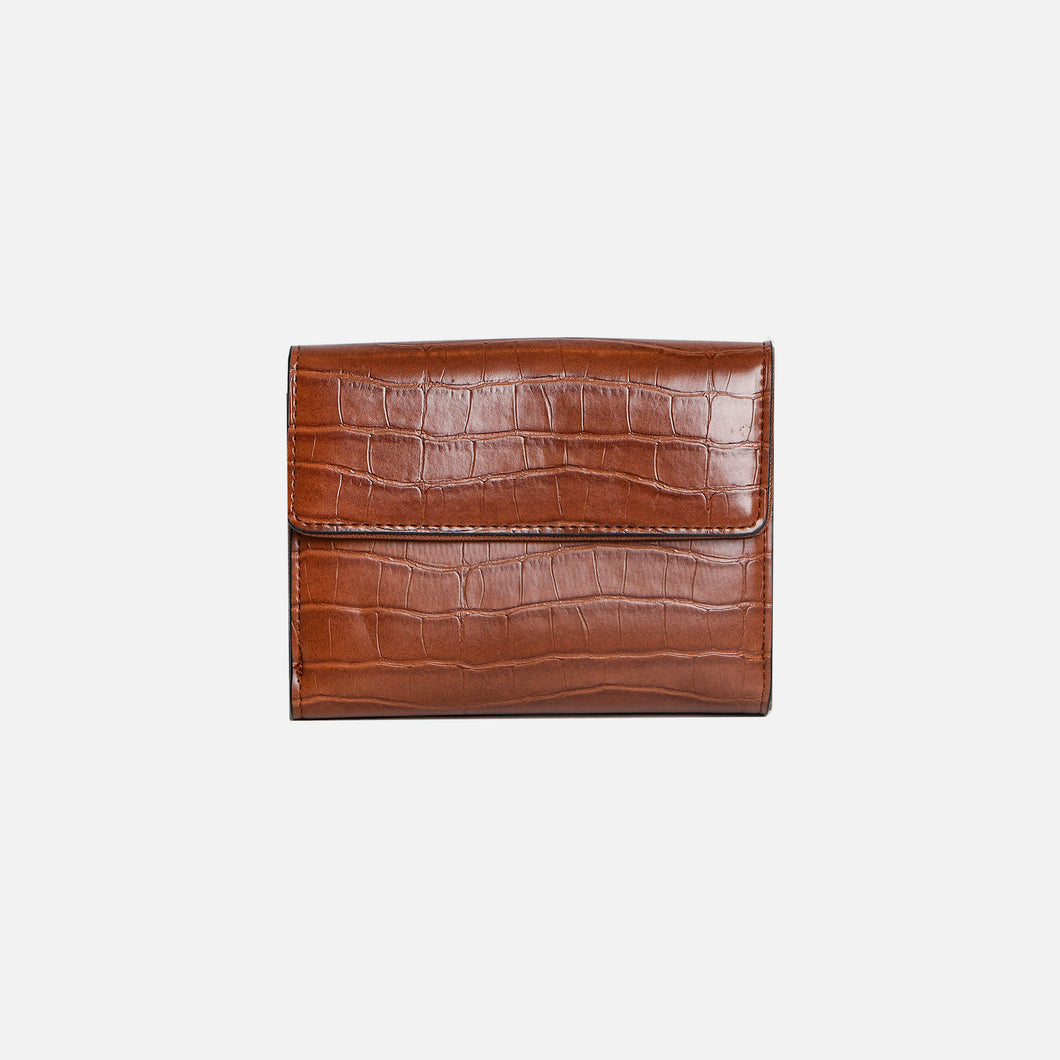 Small brown wallet with removable pocket