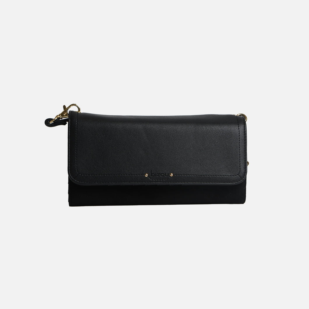 Crossbody wallet with suede