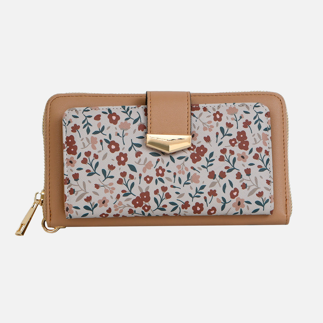 Beige wallet with floral card holder