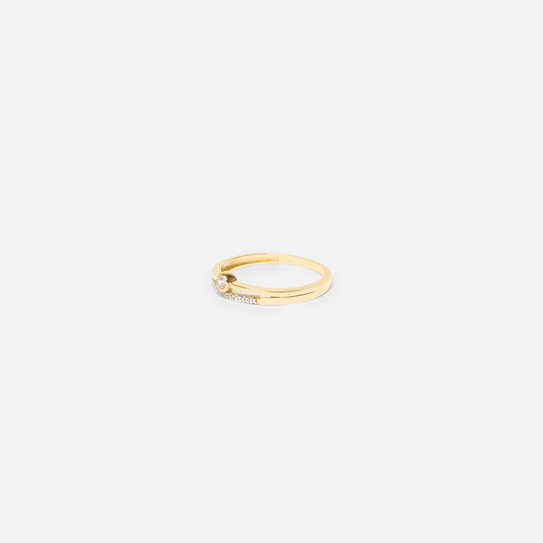 Load image into Gallery viewer, 10k gold cubic zirconia ring with circles and squares

