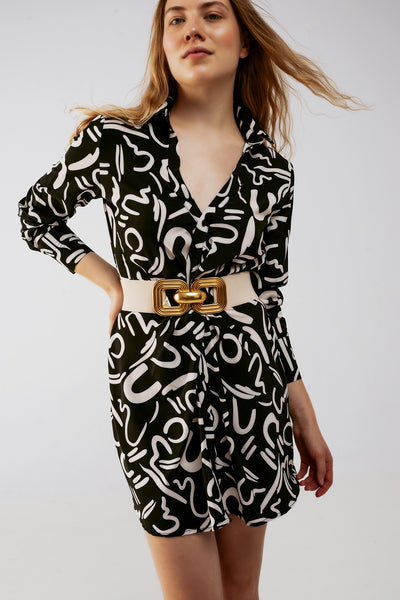Load image into Gallery viewer, Button front mini shirt dress in black
