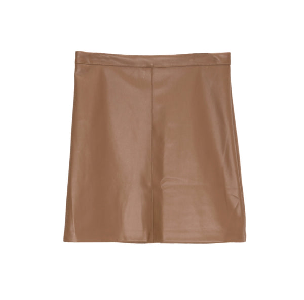 Load image into Gallery viewer, Camel leather effect miniskirt
