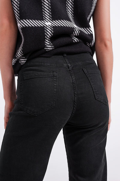 Load image into Gallery viewer, Cropped wide leg jeans in black
