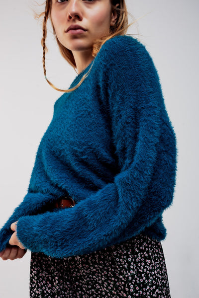 Load image into Gallery viewer, Fluffy knit jumper in blue
