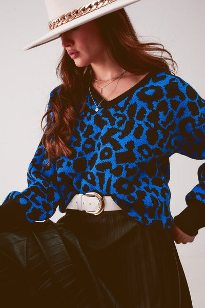 Charger l&#39;image dans la galerie, Q2 Jumper in blue animal
