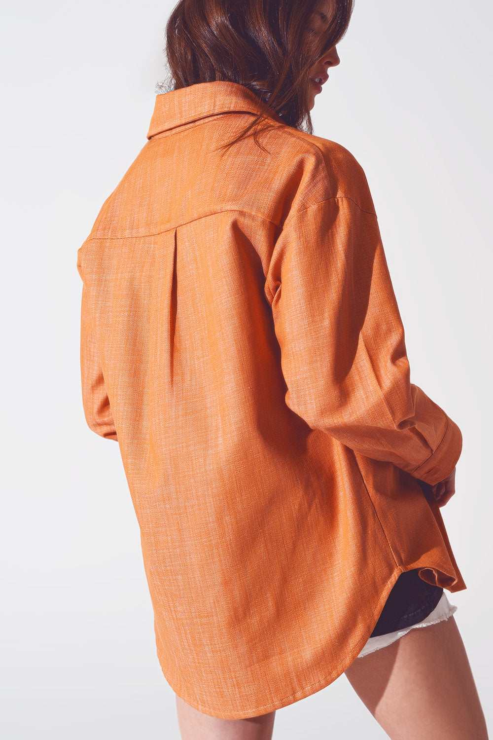 Long sleeve shacket in orange