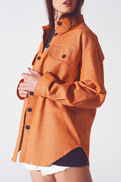 Load image into Gallery viewer, Q2 Long sleeve shacket in orange
