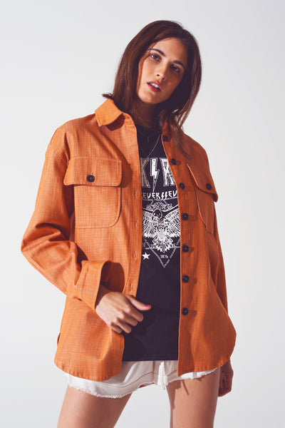 Load image into Gallery viewer, Long sleeve shacket in orange
