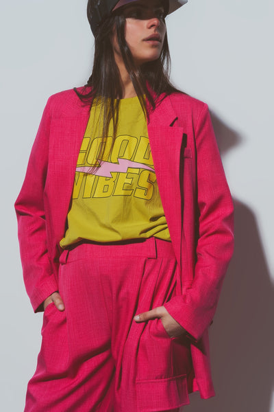 Load image into Gallery viewer, Q2 Textured Oversized Blazer in Pink

