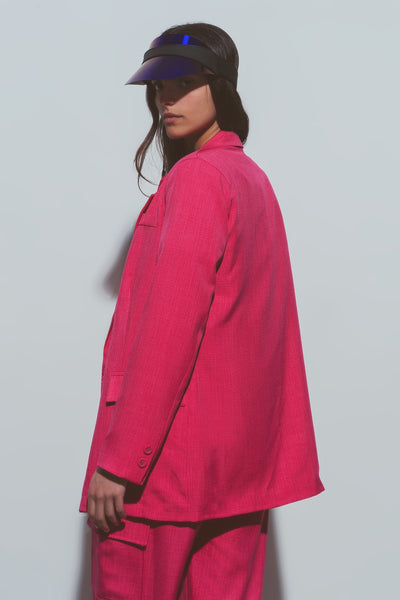 Load image into Gallery viewer, Textured Oversized Blazer in Pink
